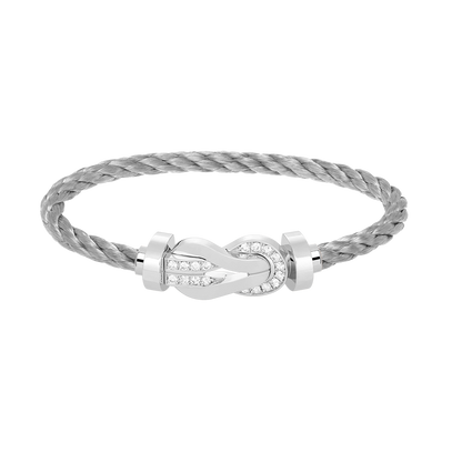 Miro CHANCE LARGE 8 FIGURE BUCKLE HALF DIAMOND BRACELET SILVER
