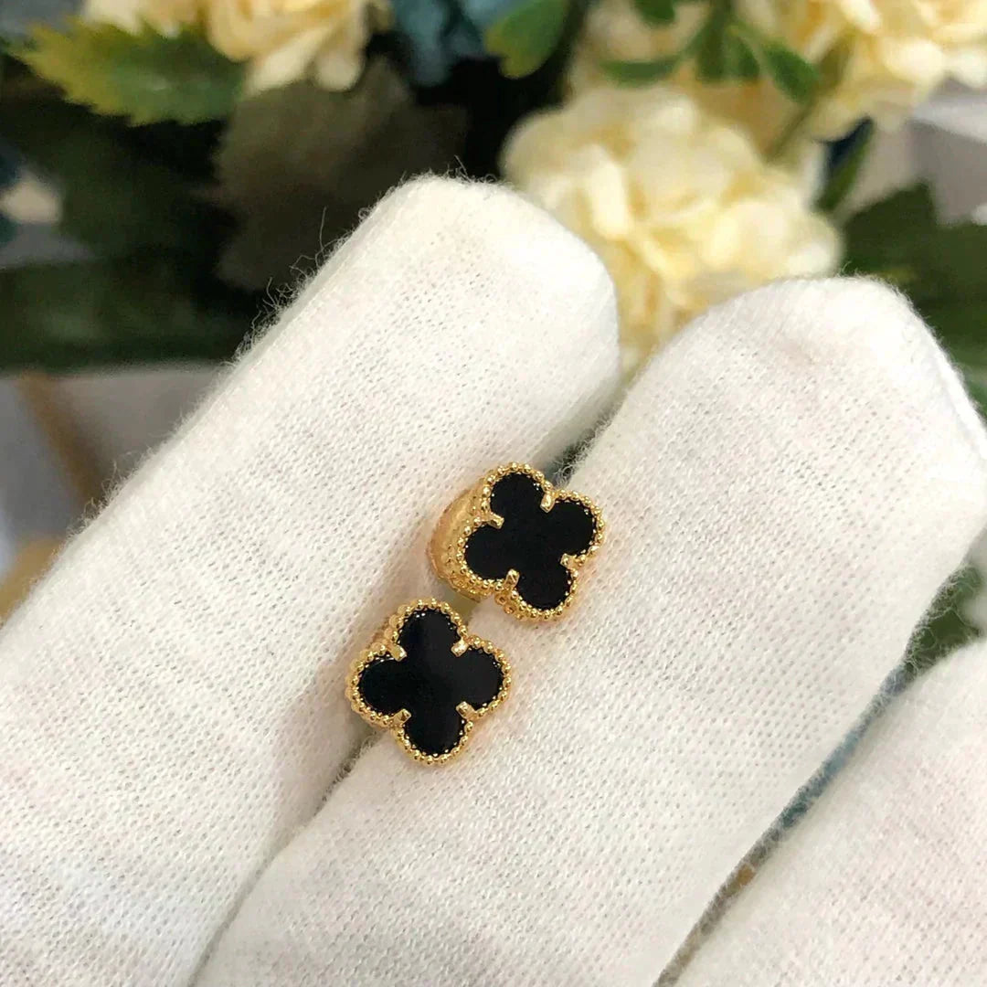 Miro CLOVER MINI 9.5MM BLACK MOP EARRINGS