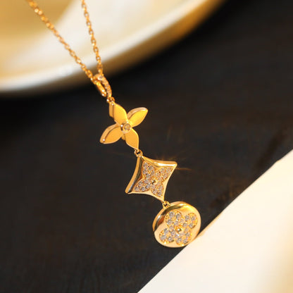 Miro STAR AND SUN DIAMOND PINK GOLD NECKLACE