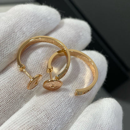 Miro LOVE DIAMOND PINK GOLD HOOP EARRINGS
