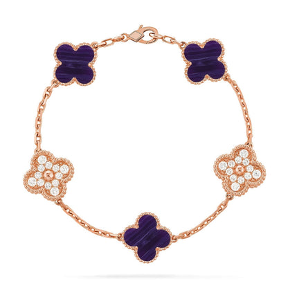 [Miro ]New CLOVER 5 MOTIF PURPLE STRIPES BRACELET COLLECTION