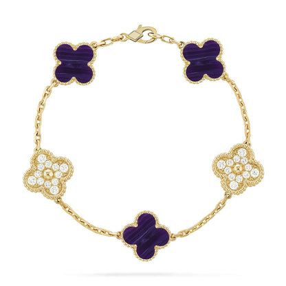 [Miro ]New CLOVER 5 MOTIF PURPLE STRIPES BRACELET COLLECTION
