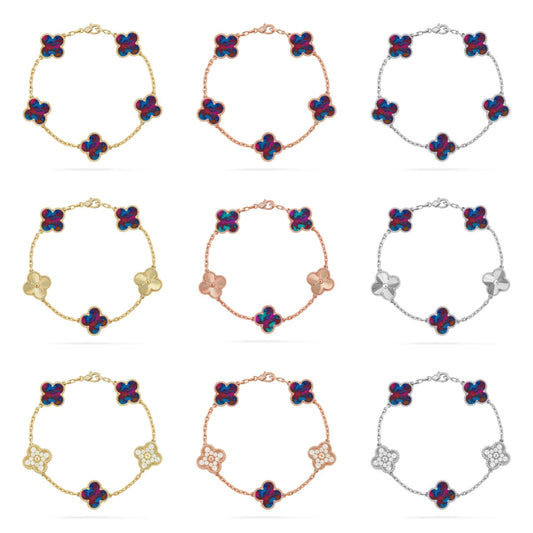 [Miro ]New CLOVER 5 MOTIF COLOR GEMSTONES BRACELET COLLECTION