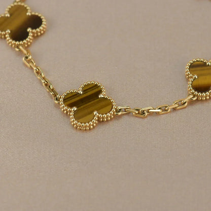 [Miro ]New  CLOVER 5 MOTIFS TIGER EYE BRACELET COLLECTION