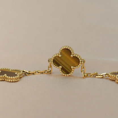 [Miro ]New  CLOVER 5 MOTIFS TIGER EYE BRACELET COLLECTION