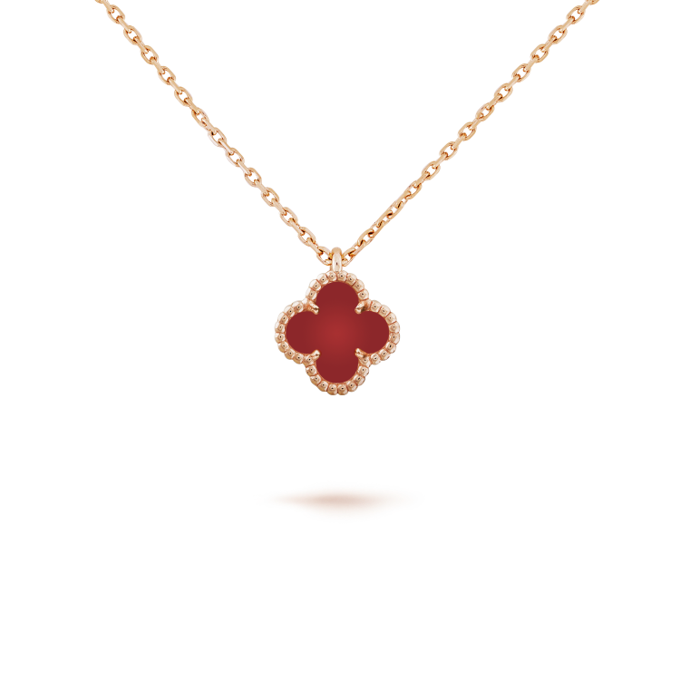 Miro CLOVER MINI 9.5MM WHITE CARNELIANS NECKLACE
