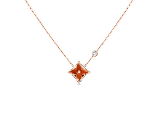 Miro STAR NECKLACE PINK GOLD 1 DIAMOND