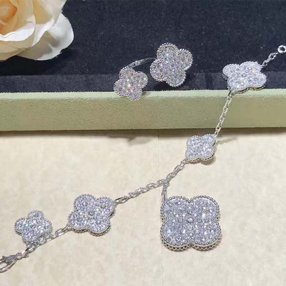 Miro CLOVER 6 MOTIFS SILVER DIAMOND BRACELET