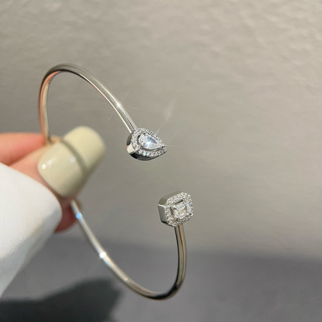 [Miro ]JONC FLEX MY TWIN TOI & MOI SILVER DIAMOND BRACELET