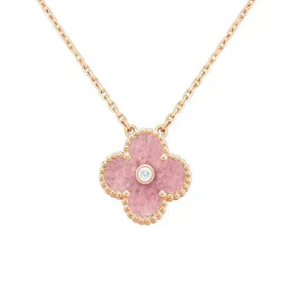Miro CLOVER 15MM DIAMOND RHODONITE NECKLACE