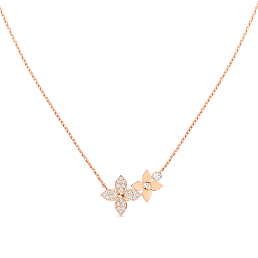 Miro STAR BLOSSOM NECKLACE PINK GOLD DIAMONDS