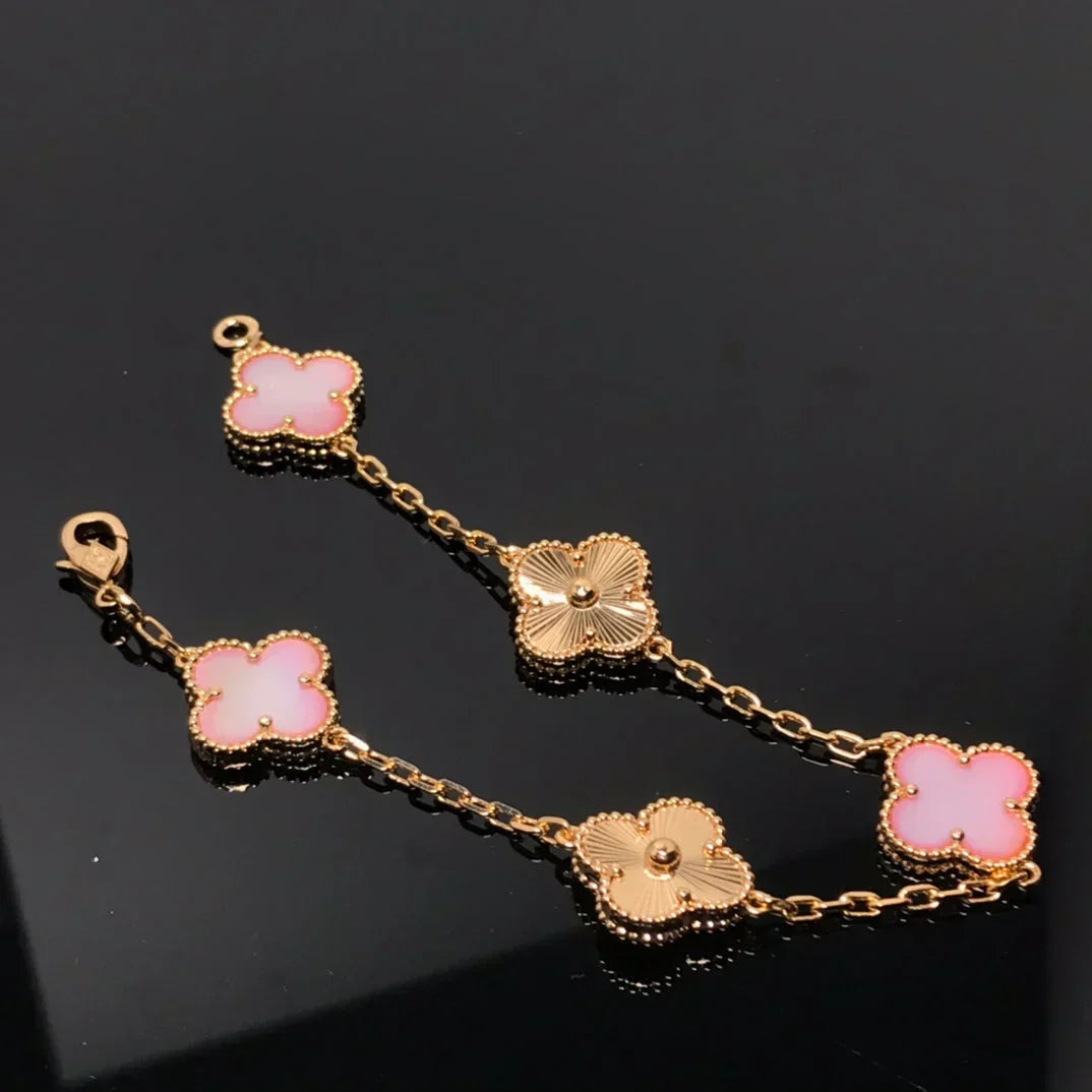 [Miro ]New  CLOVER 5 MOTIFS  PINK MOP BRACELET COLLECTION