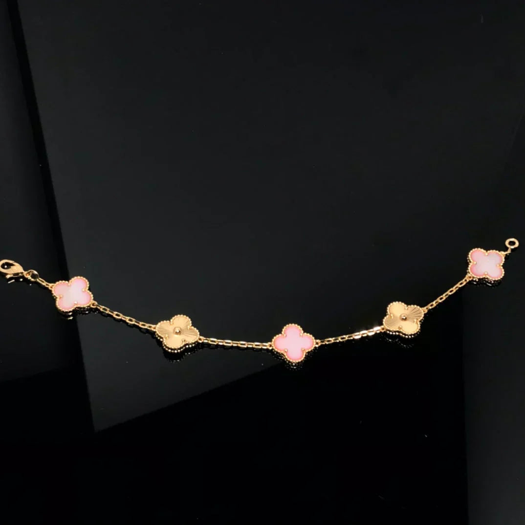[Miro ]New  CLOVER 5 MOTIFS  PINK MOP BRACELET COLLECTION